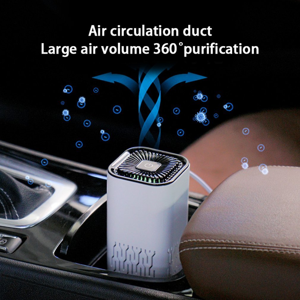 Portable Car Air Purifier & Ionizer - Removes Dust, Smoke & Odors